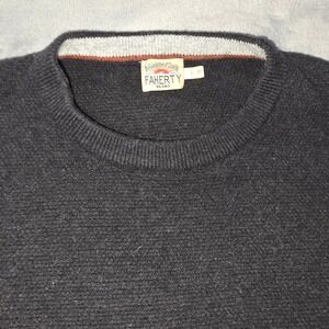 Faherty Brand Mens Organic Cotton Blend Crewneck Sweater Charcoal Grey Large
